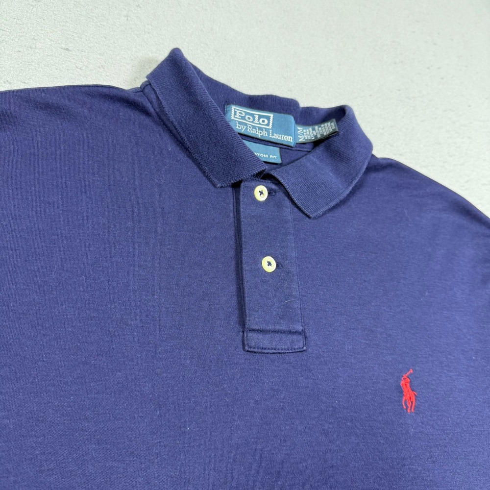 Polo Ralph Lauren Mens Custom Fit Navy Blue Short Sleeve Polo Shirt Medium